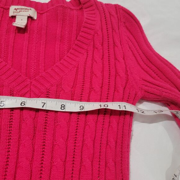 Y2K Arizona Womens Sweater Size Small Cable Knit Hot Pink Mean Girl Retro - Picture 5 of 6